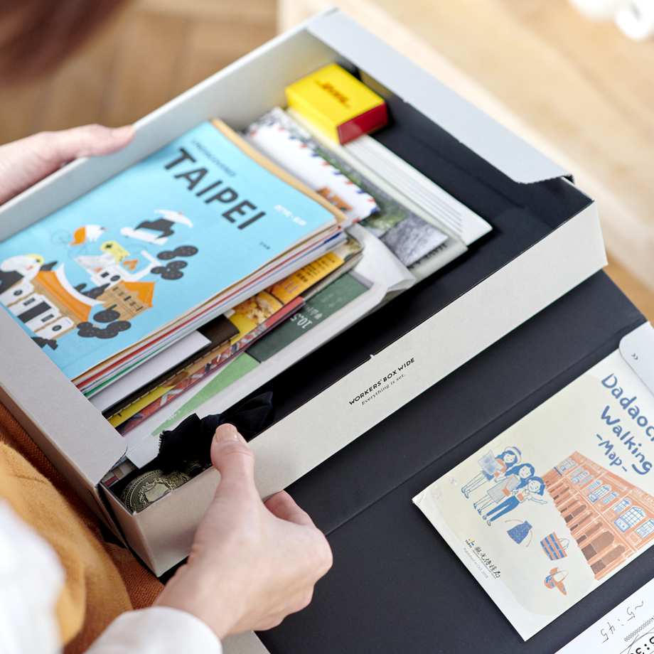 「WORKERS'BOX WIDE」紙博でゲットした小物を詰めて戦利品ボックスに